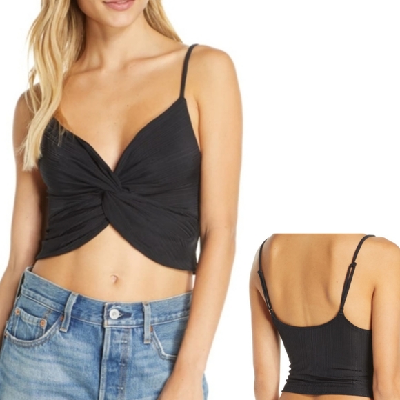 Free People Tops - Last 1! Call It Crop Twist Front Tank Black